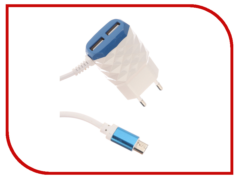 фото Зарядное устройство Red Line NC-2.1AC 2xUSB + кабель MicroUSB 2.1A Blue