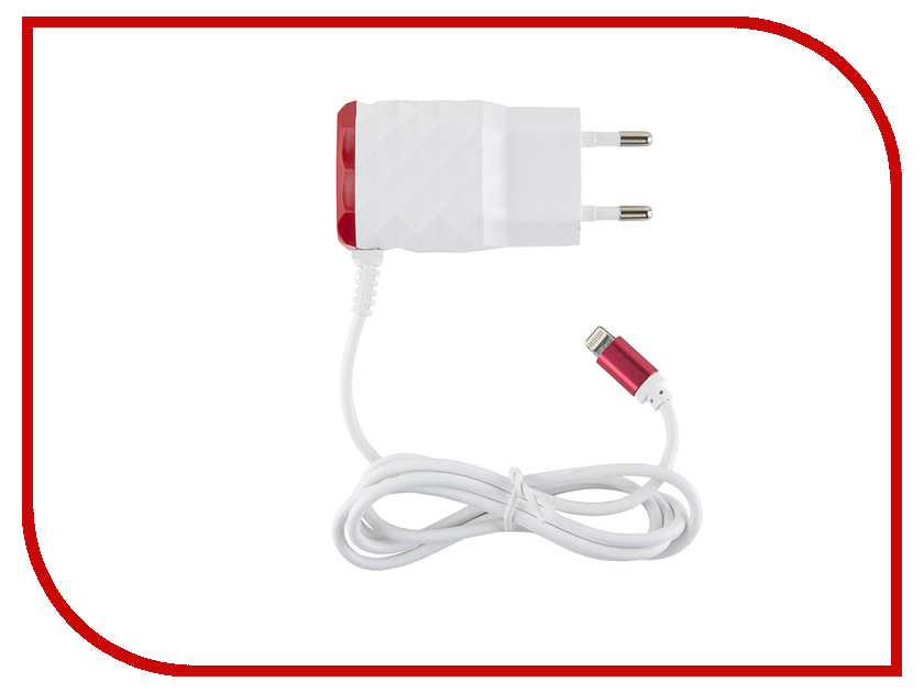 фото Зарядное устройство Red Line NC-2.1AC 2xUSB + 8pin для кабель APPLE 2.1A Red