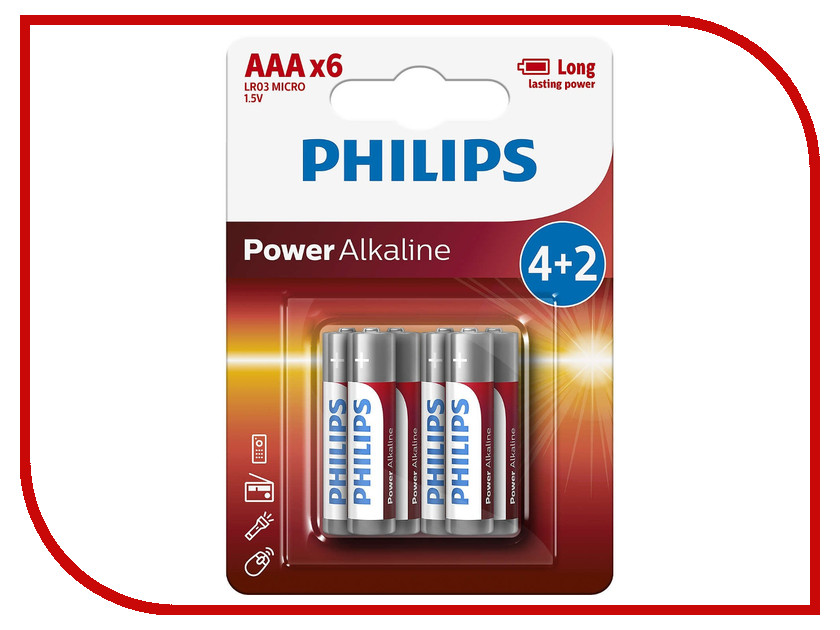 

Батарейка AAA Philips LR03P6BP/10 (6 штук), LR03P6BP/10