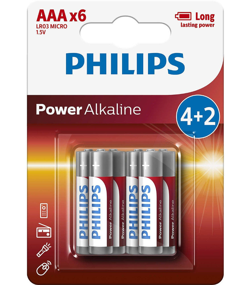 

Батарейка AAA Philips LR03P6BP/10 (6 штук), LR03P6BP/10