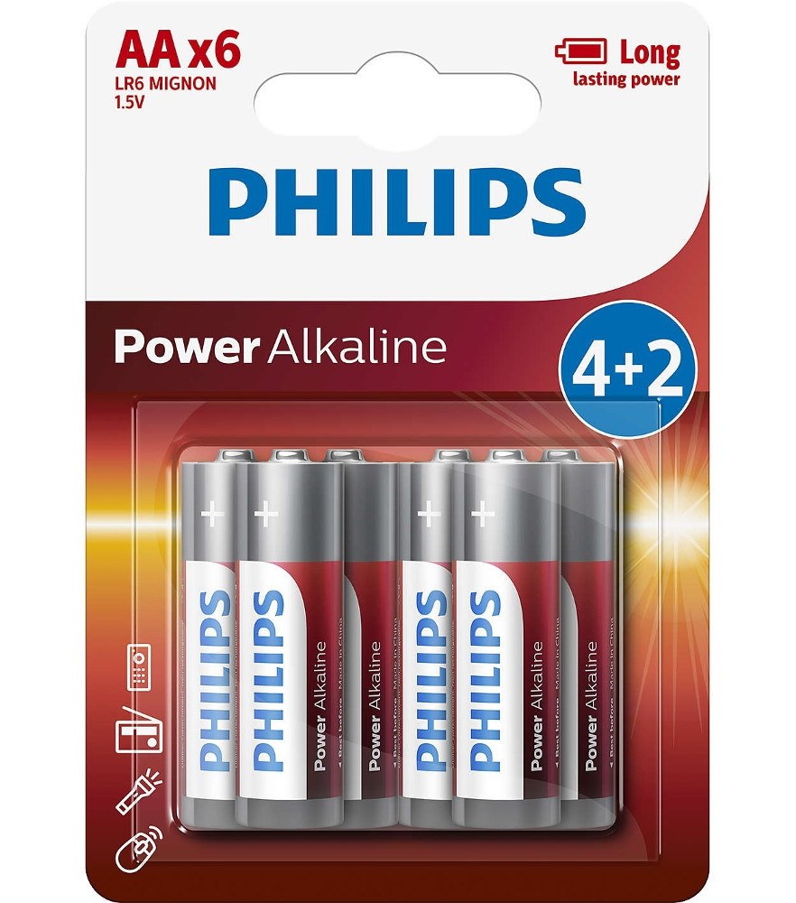 

Батарейка AA Philips LR6P6BP/10 (6 штук), LR6P6BP/10