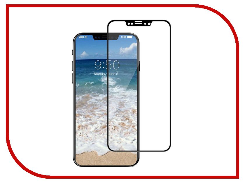 фото Аксессуар Защитное стекло Brosco для APPLE iPhone X 3D 0.3mm Black IPX-3D-GLASS-BLACK