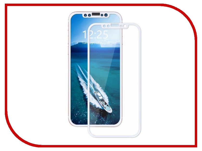 

Аксессуар Защитное стекло Brosco для APPLE iPhone X 3D 0.3mm White IPX-3D-GLASS-WHITE, APPLE iPhone X