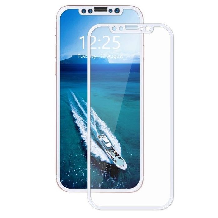 фото Аксессуар Защитное стекло Brosco для APPLE iPhone X 3D 0.3mm White IPX-3D-GLASS-WHITE