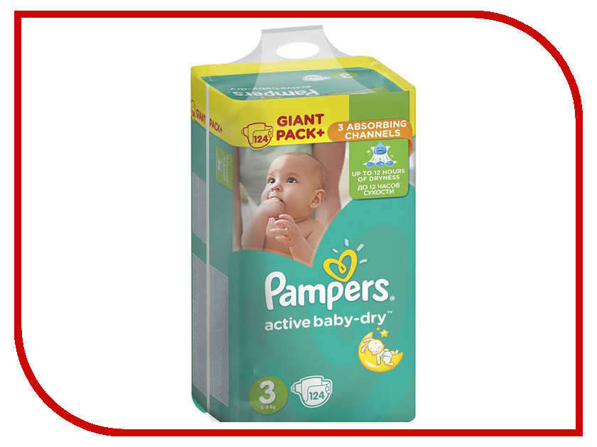 

Подгузники Pampers Active Baby-Dry Midi 5-9кг 124шт 8001090459282