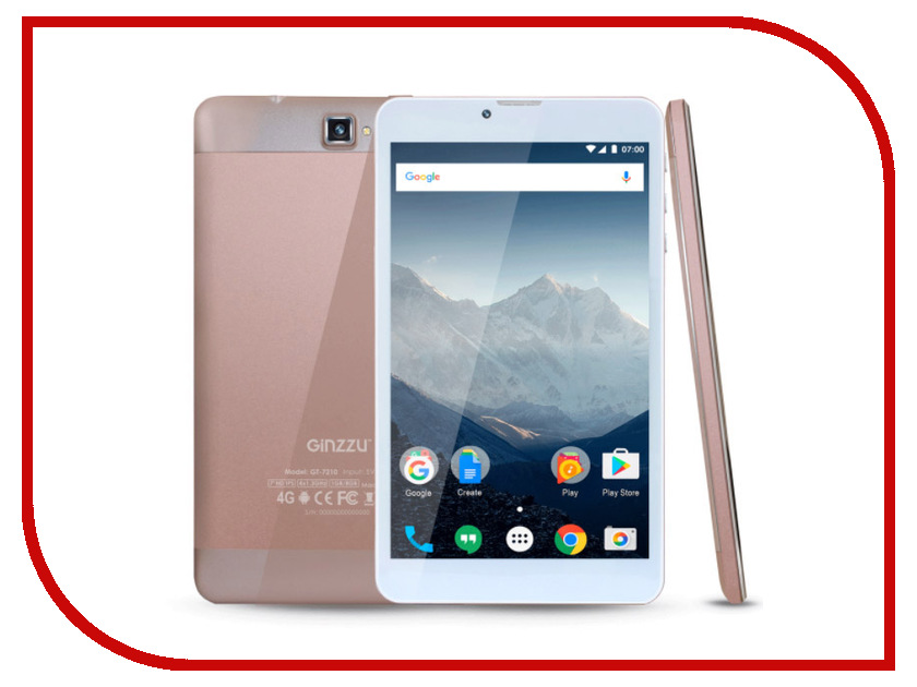 фото Планшет Ginzzu GT-7210 Rose Gold (Spreadtrum SC9832 1.3 GHz/1024Mb/8Gb/GPS/LTE/Wi-Fi/Bluetooth/Cam/7.0/1280x800/Android)