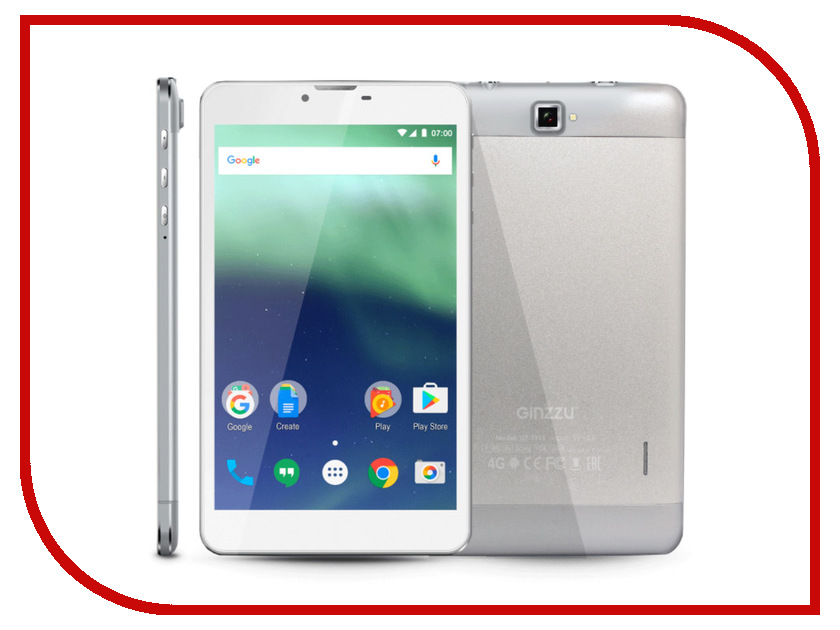 

Планшет Ginzzu GT-7115 Silver (Spreadtrum SC9832 1.3 GHz/1024Mb/16Gb/GPS/4G/Cam/7.0/1280x800/Android)