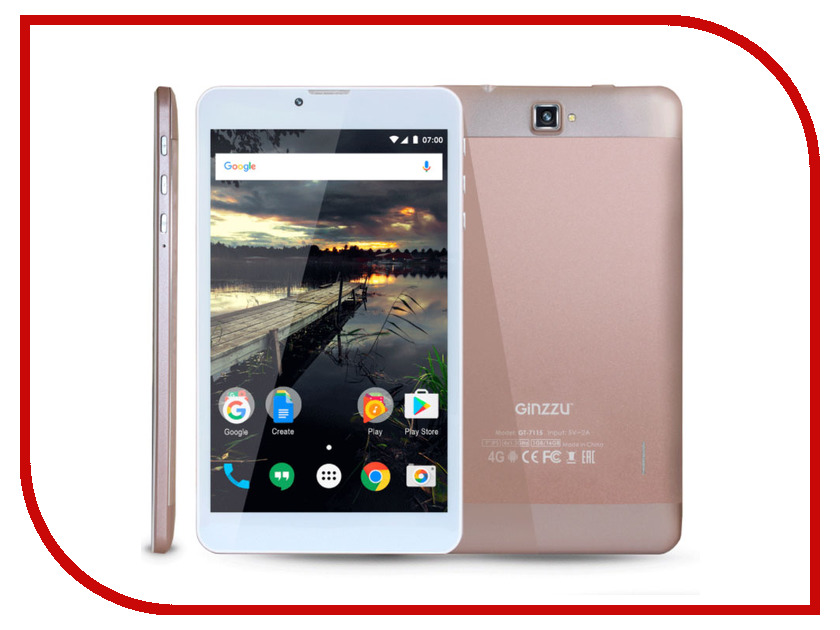 

Планшет Ginzzu GT-7115 Rose Gold (Spreadtrum SC9832 1.3 GHz/1024Mb/16Gb/GPS/4G/Cam/7.0/1280x800/Android)