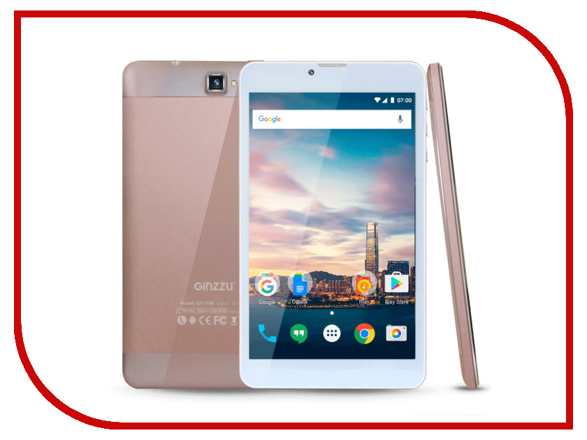

Планшет Ginzzu GT-7100 Rose Gold (Spreadtrum SC7731G 1.3 GHz/1024Mb/8Gb/GPS/3G/Wi-Fi/Bluetooth/Cam/7.0/1024x600/Android)