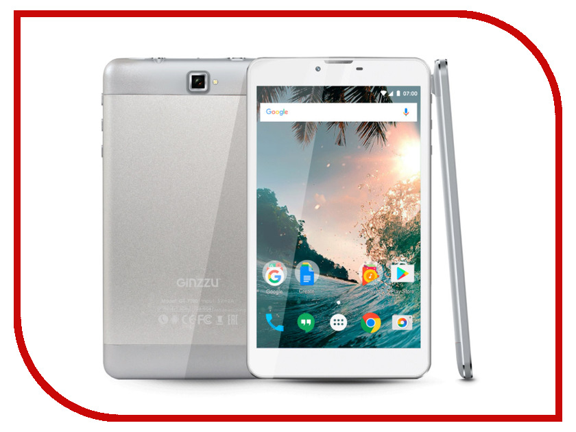 

Планшет Ginzzu GT-7100 Silver (Spreadtrum SC7731G 1.3 GHz/1024Mb/8Gb/GPS/3G/Wi-Fi/Bluetooth/Cam/7.0/1024x600/Android)