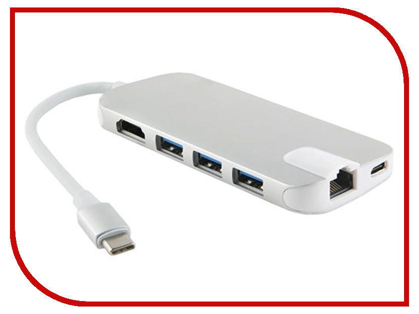 фото Адаптер Red Line Multiport adapter Type-C 8-in-1 Silver УТ000013432