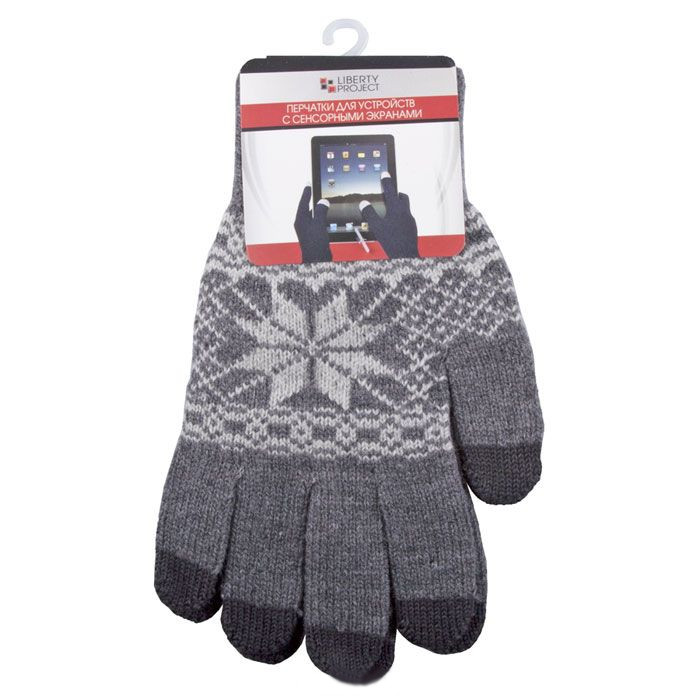 фото Теплые перчатки для сенсорных дисплеев Liberty Project Снежинка M Grey 0L-00000029