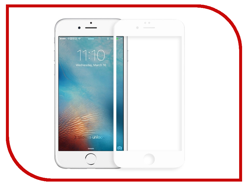 

Аксессуар Защитное стекло Onext для APPLE iPhone 6/6S Plus с рамкой White 41582