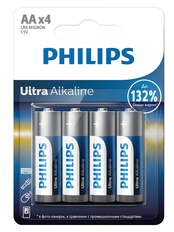 фото Батарейка aa 4b philips lr6e4b/51 ultra (4 штуки)