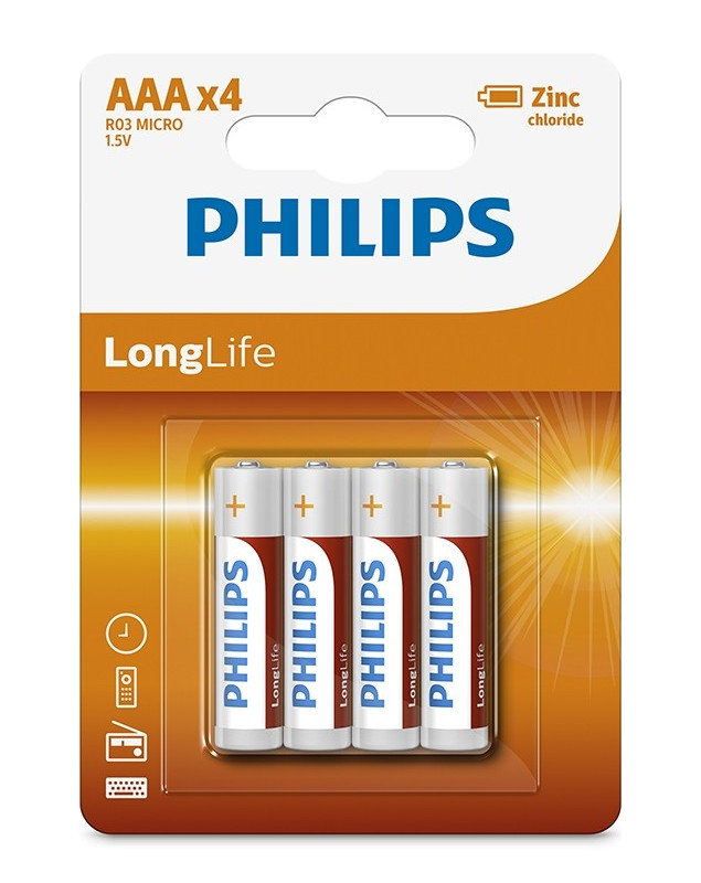 

Батарейка AAA Philips R03L4B/10 ( 4 штуки ), R03L4B/10