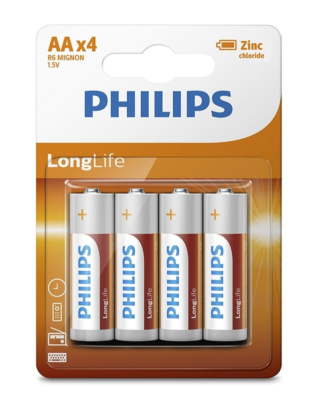 

Батарейка AA Philips R6L4B/10 ( 4 штуки ), R6L4B/10