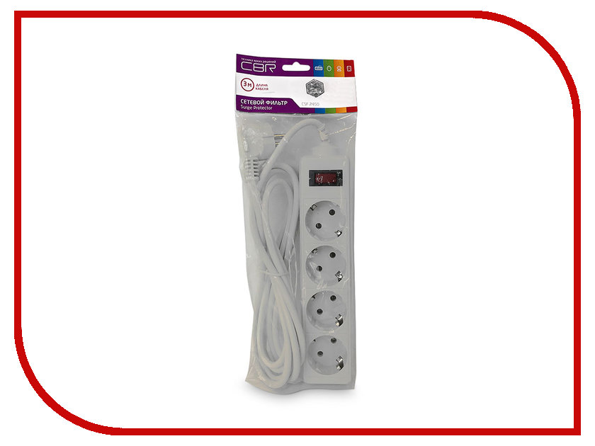 

Сетевой фильтр CBR 4 Sockets 3m CSF 2450-3.0 White PC