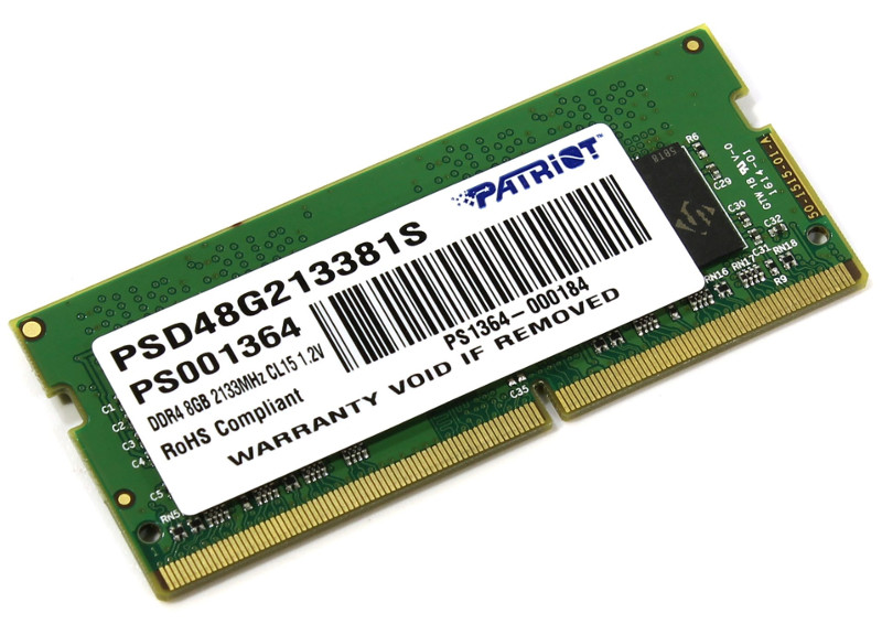 Модуль памяти Patriot Memory DDR4 SO-DIMM 2133MHz PC4-17000 - 8Gb PSD48G213381S модуль памяти dimm 8gb pc28800 ddr4 pve248g360c0 patriot