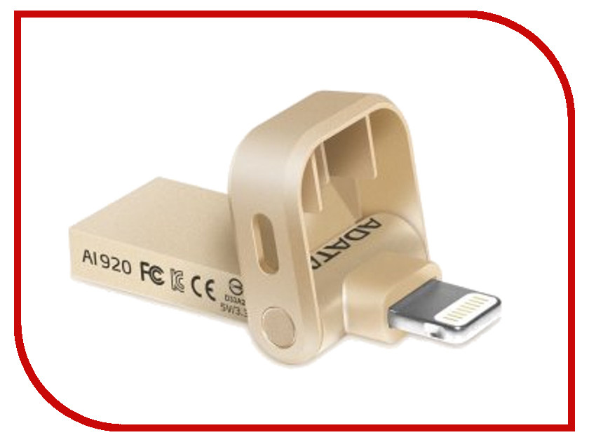 фото USB Flash Drive 64Gb A-Data i-Memory AI920 Lightning to USB 3.1 Gold AAI920-64G-CGD