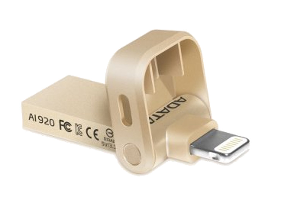 фото USB Flash Drive 64Gb A-Data i-Memory AI920 Lightning to USB 3.1 Gold AAI920-64G-CGD