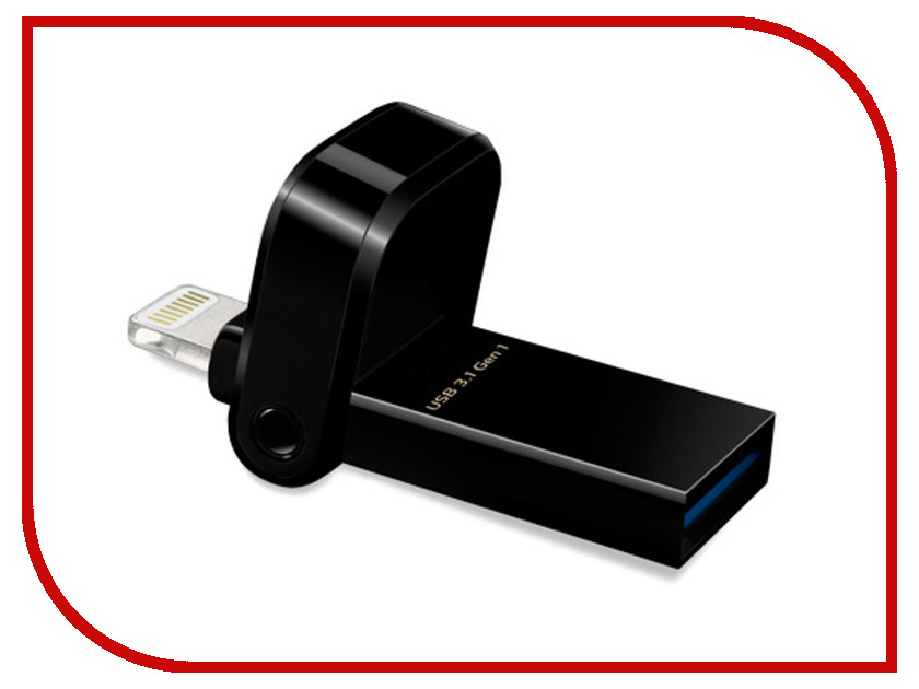 

USB Flash Drive 64Gb A-Data i-Memory AI920 Lightning to USB 3.1 Black AAI920-64G-CBK