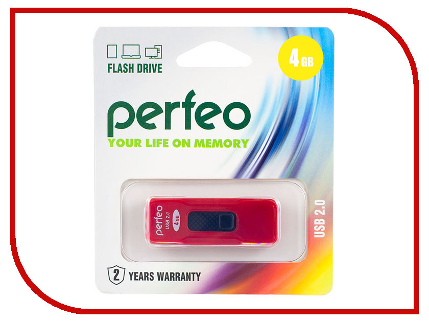 фото USB Flash Drive 4Gb - Perfeo S04 Red PF-S04R004