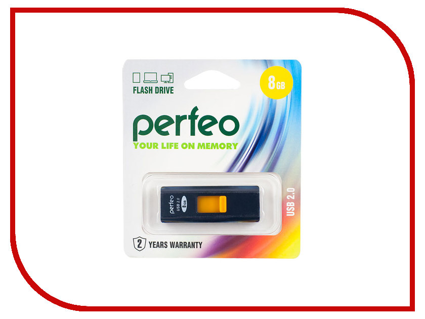 

USB Flash Drive 8Gb - Perfeo S02 Black PF-S02B008