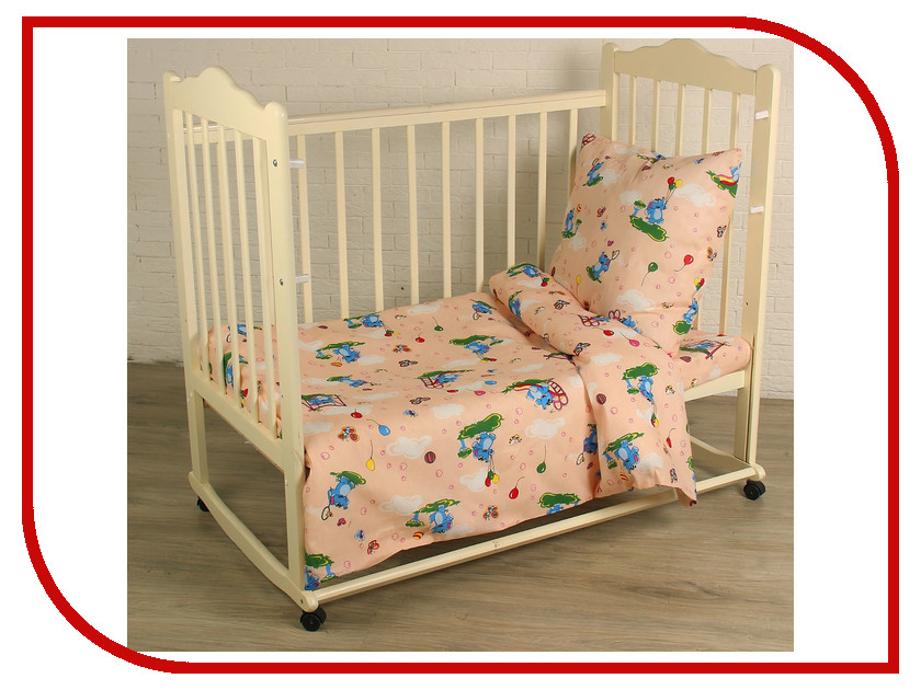 

Комплект Атра Baby Слоники 112x147/110x150/60x60 Бязь Peach 2369753, Слоники