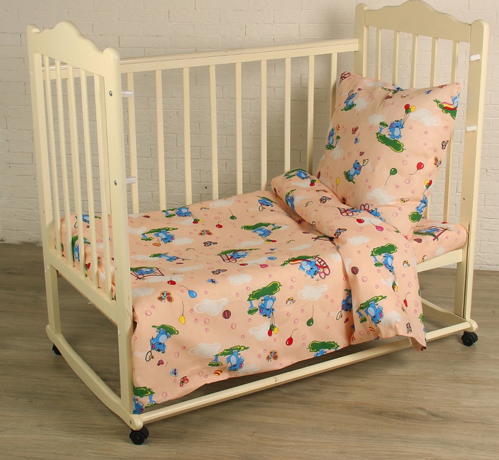 

Комплект Атра Baby Слоники 112x147/110x150/60x60 Бязь Peach 2369753, Слоники