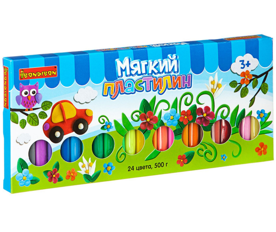 

Набор для лепки Bondibon Пластилин 24 цвета 500гр BX-500-24 / ВВ1816, BX-500-24 / ВВ1816