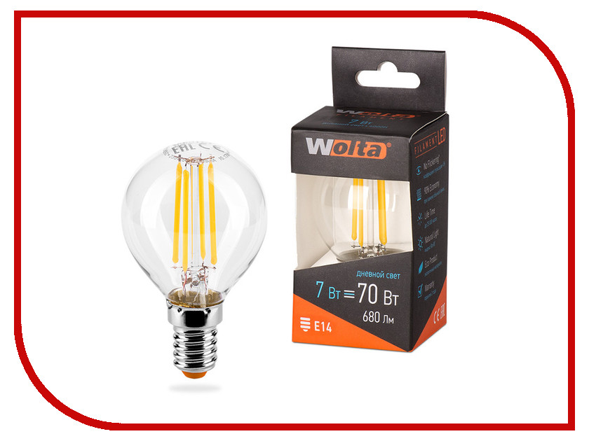 

Лампочка Wolta LED G45/7W/4000K/E14 25S45GLFT7E14