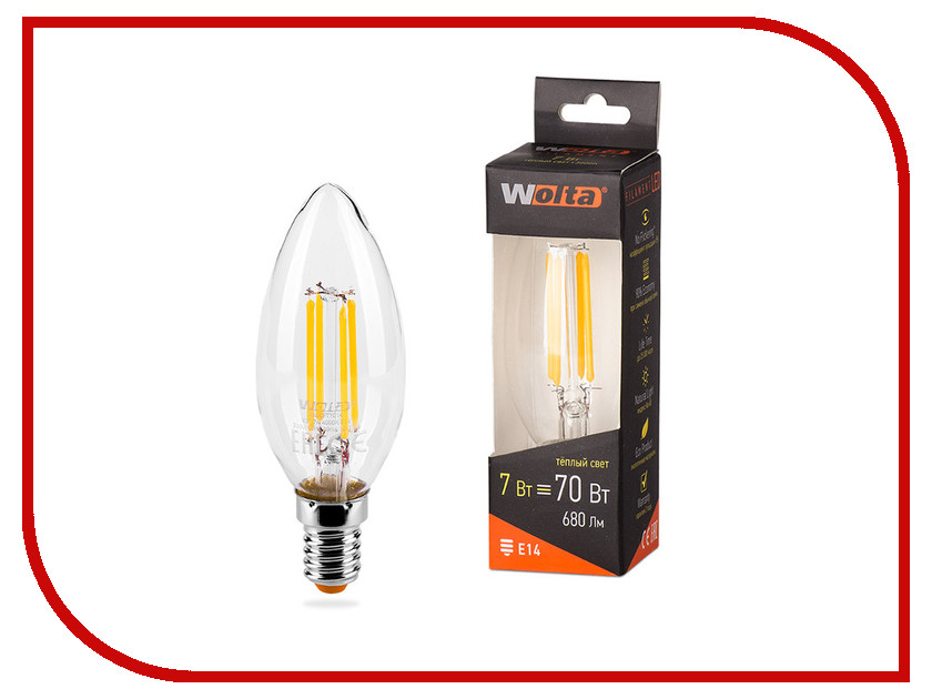 

Лампочка Wolta LED C35/7W/3000K/E14 25YCFT7E14