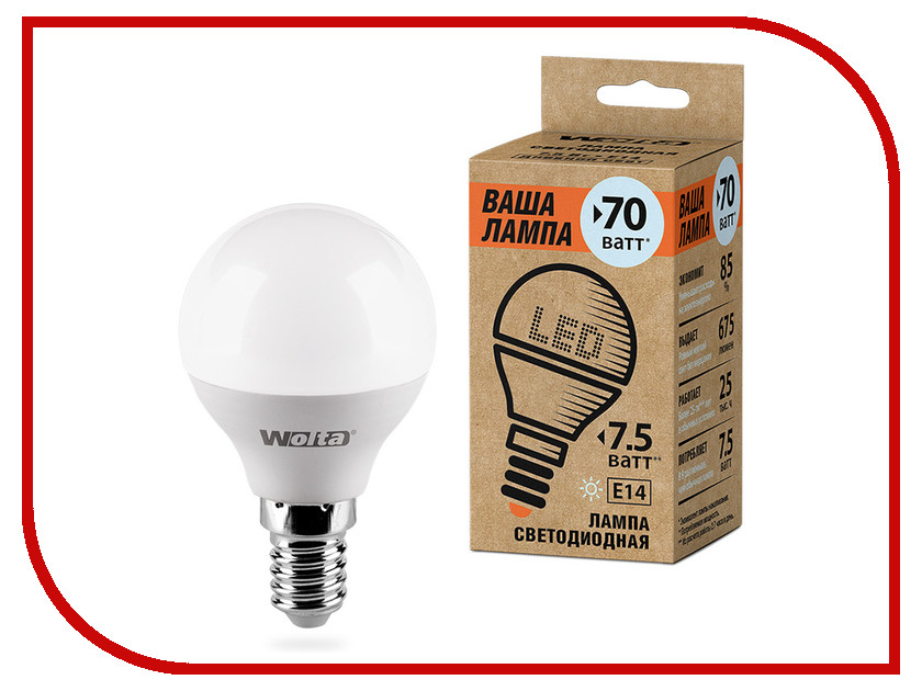 

Лампочка Wolta LED G45/7.5W/4000K/E14 25S45GL7.5E14-P
