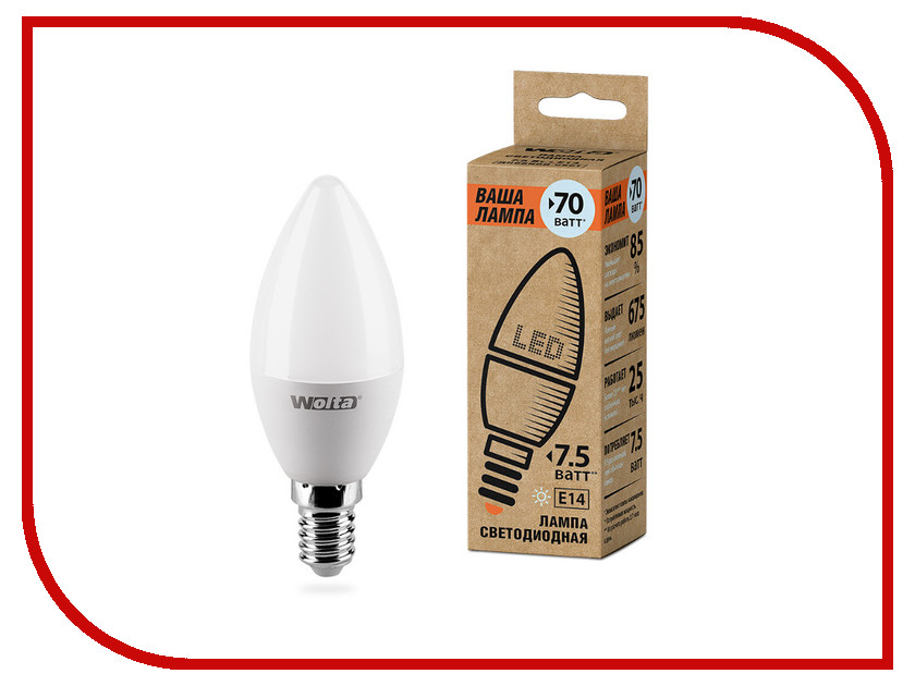 

Лампочка Wolta LED C35/7.5W/4000K/E14 25SC7.5E14-P