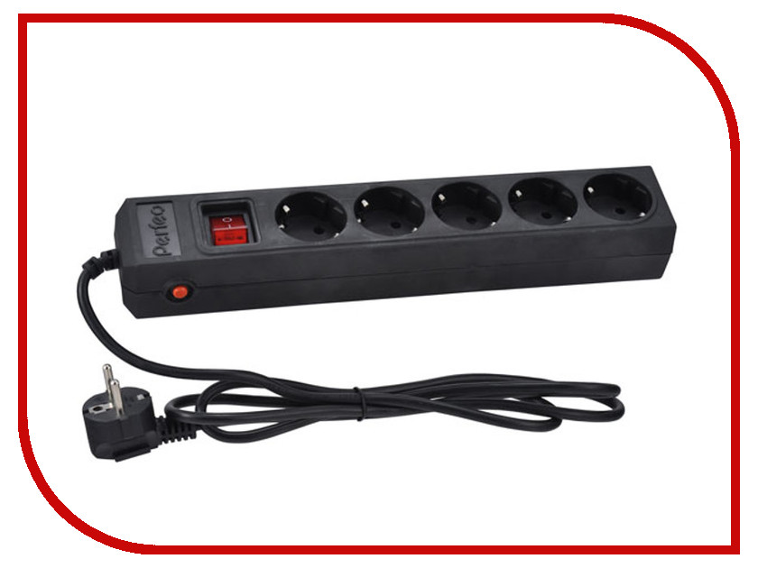 

Сетевой фильтр Perfeo 5 Sockets 1m Black PF-SP-01030-B, PF-SP-01030-B