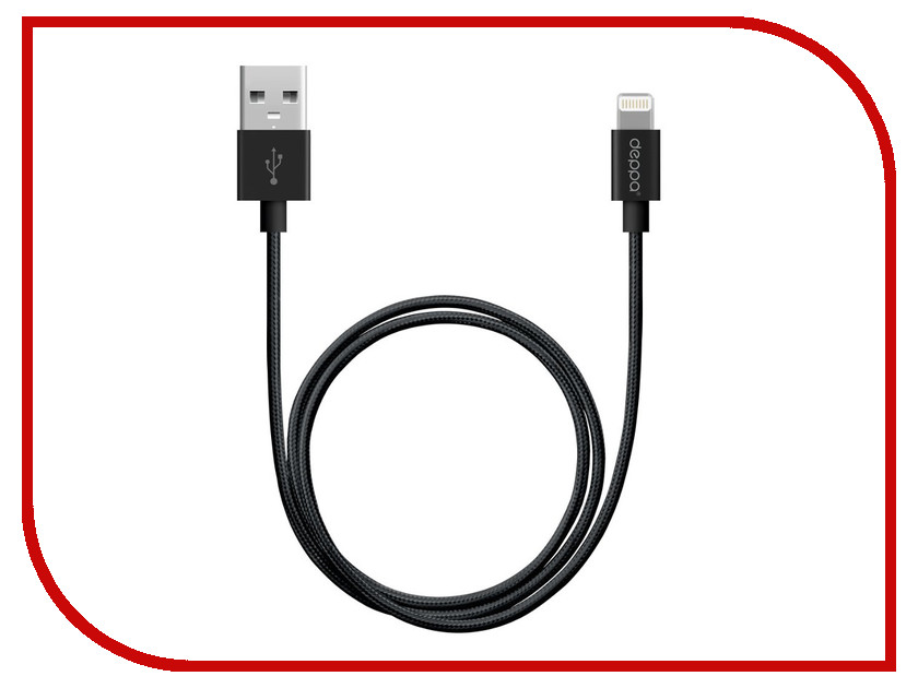 

Аксессуар Deppa USB - Lightning 1.2m MFI Black 72255