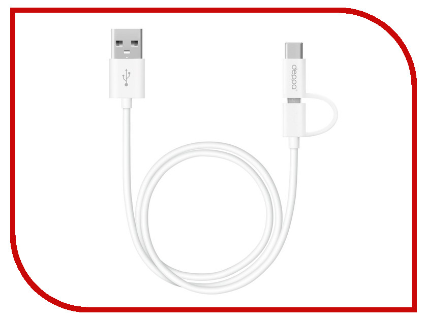 

Аксессуар Deppa 2в1 USB - Type-C/microUSB 2A 1.2m White 72254