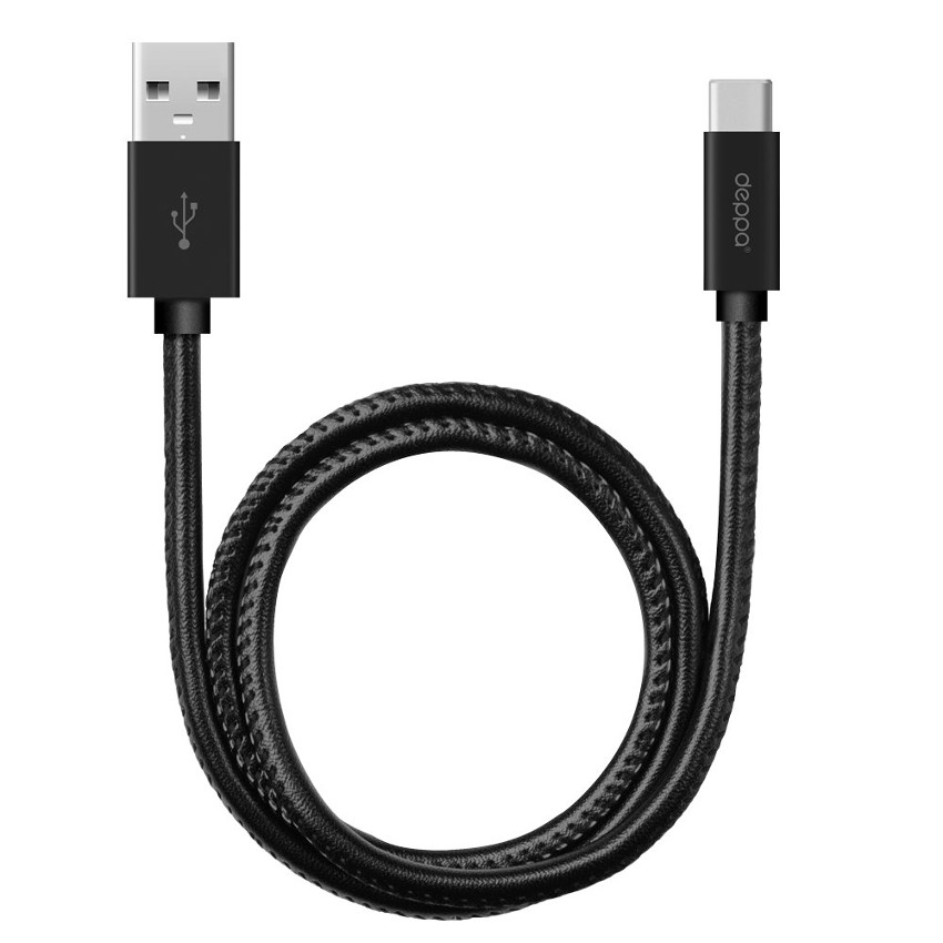 фото Аксессуар Deppa USB - Type-C 1.2m Leather Black 72270