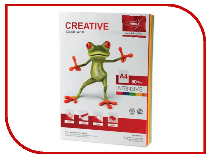 

Бумага Kris Creative color A4 80g/m2 100 листов Intensive Multicolor 110504