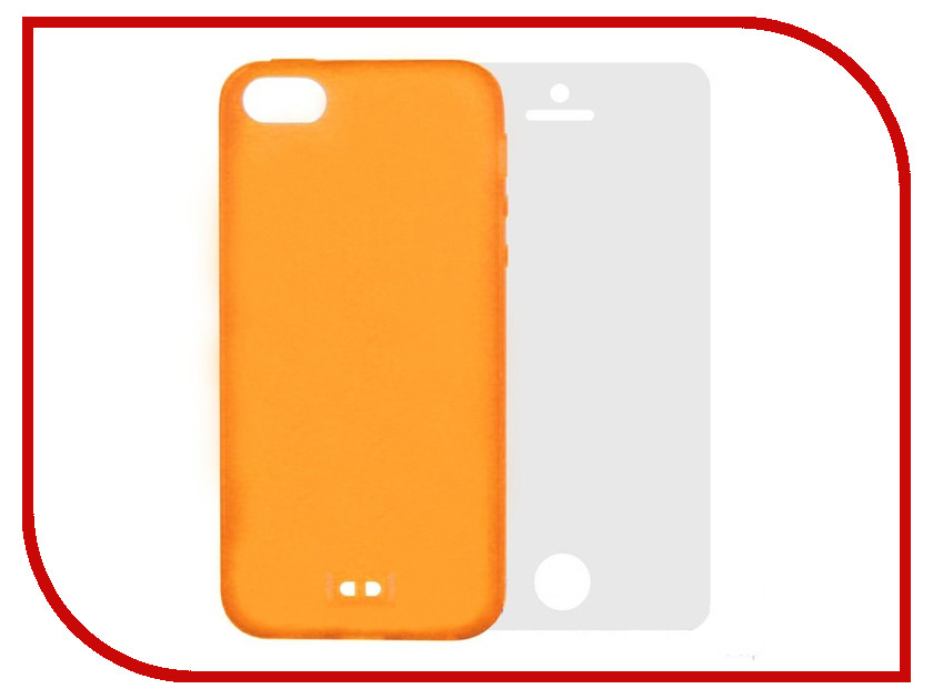 фото Аксессуар Чехол Krutoff для APPLE iPhone 5 BASEUS Colorful Case + пленка на переднюю панель Orange 47035