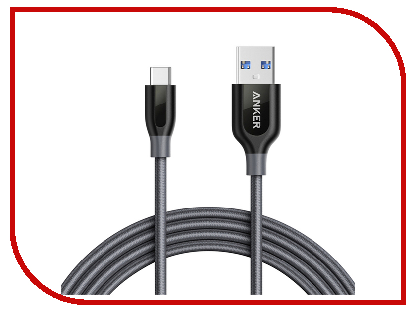 

Аксессуар Anker PowerLine+ USB-C - USB-A 3.0 90cm Grey A8168HA1