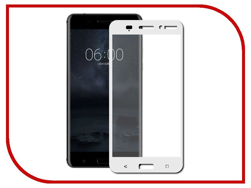 

Аксессуар Защитное стекло Nokia 6 Onext с рамкой White 41436