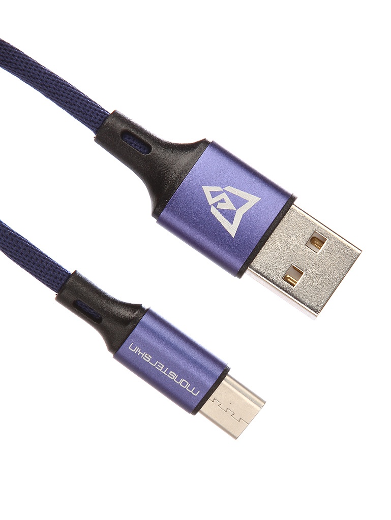 

Аксессуар Monsterskin Raptor USB - Type-C 0.25m Blue 11407, USB - Type-C