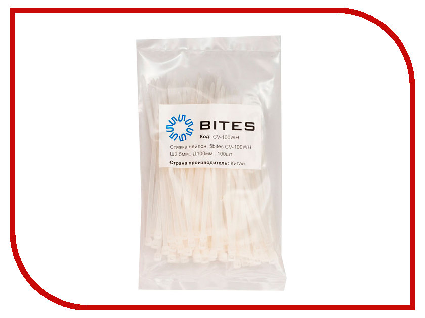 

Стяжки нейлоновые 5bites 2.5x100mm (100шт) CV-100WH, CV-100WH