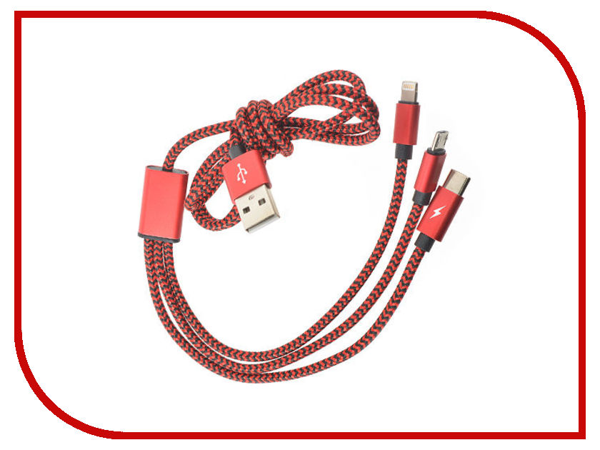 

Аксессуар Robiton P12 Multicord Micro-USB Type-C + Lightning 8pin 1m Red 15191