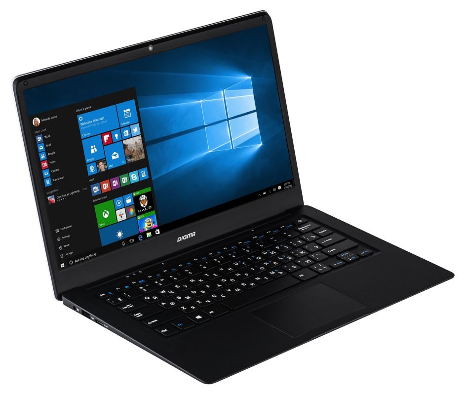 

Ноутбук Digma EVE 1401 (Intel Atom x5-Z8350 1.44 GHz/2048Mb/32Gb SSD/Intel HD Graphics/Wi-Fi/Bluetooth/Cam/14.1/1366x768/Windows 10 Home 64-bit), EVE 1401