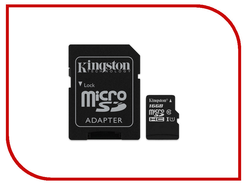 фото Карта памяти 16Gb - Kingston MicroSDHC Class 10 UHS-I U1 Canvas Select SDCS/16GB с переходником под SD