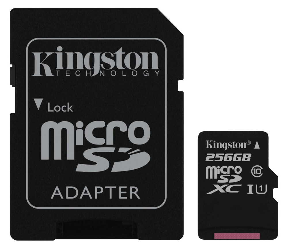 

Карта памяти 256Gb - Kingston MicroSDXC Class 10 UHS-I U1 Canvas Select SDCS/256GB с переходником под SD, SDCS/256GB