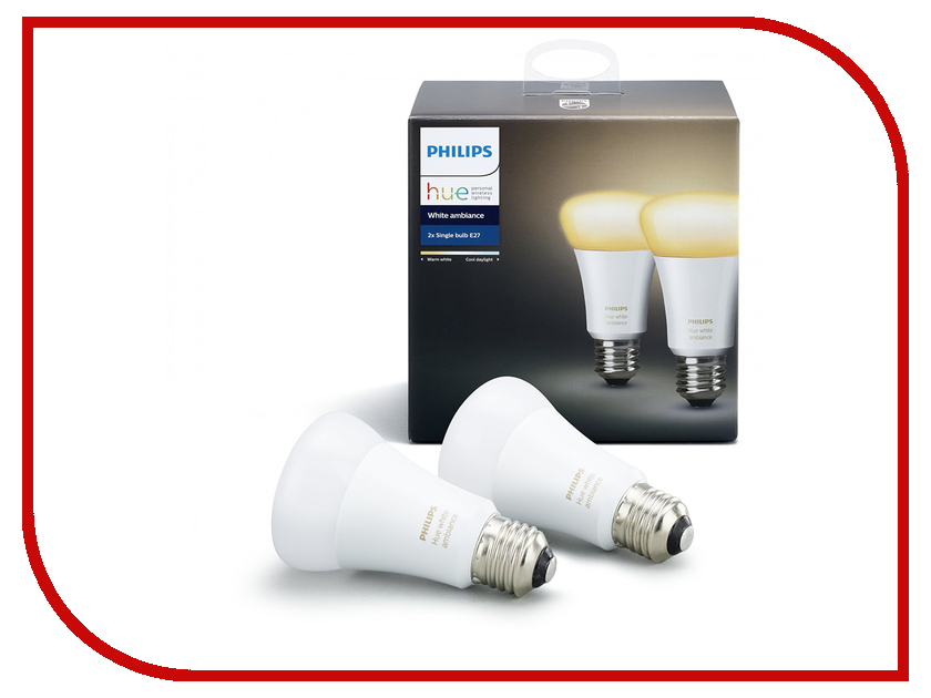 

Лампочка Philips Hue White Ambiance E27 (2 шт)