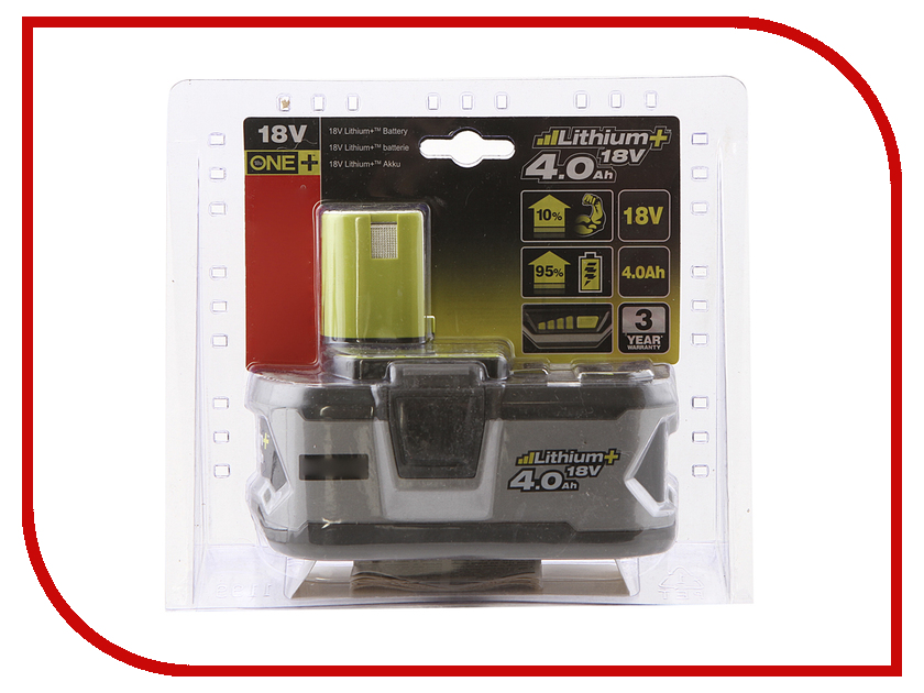 

Аккумулятор Ryobi ONE+ Lithium+ RB18L40 5133001907, RB18L40